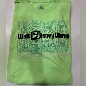Disney Park’s Walt Disney World neon green T, size L.